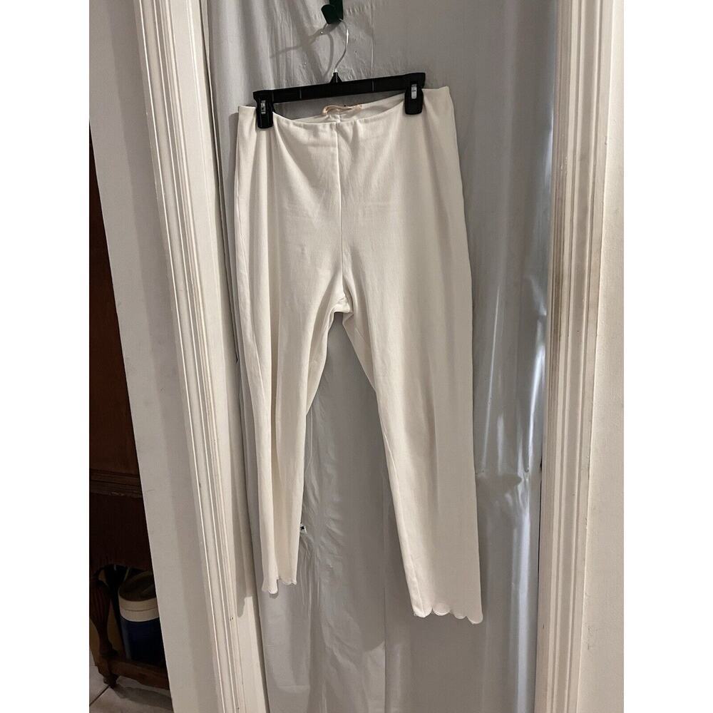 Soft Surroundings White Pull On Dress Pants Scallop Hem Size L